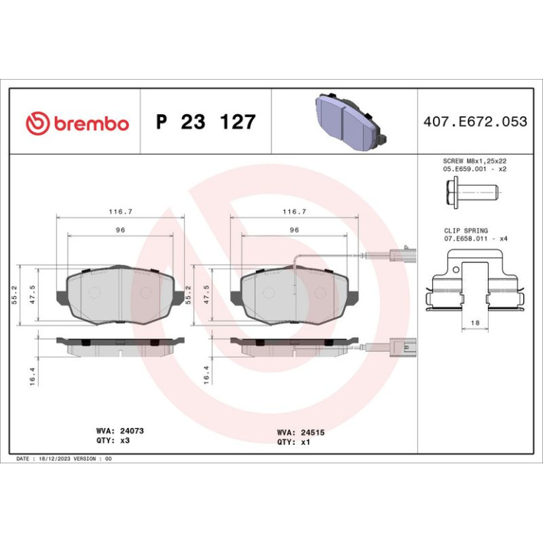 BREMBO Bremsklötze VA P 23 127 BREMBO Bremsklötze VA P 23 127