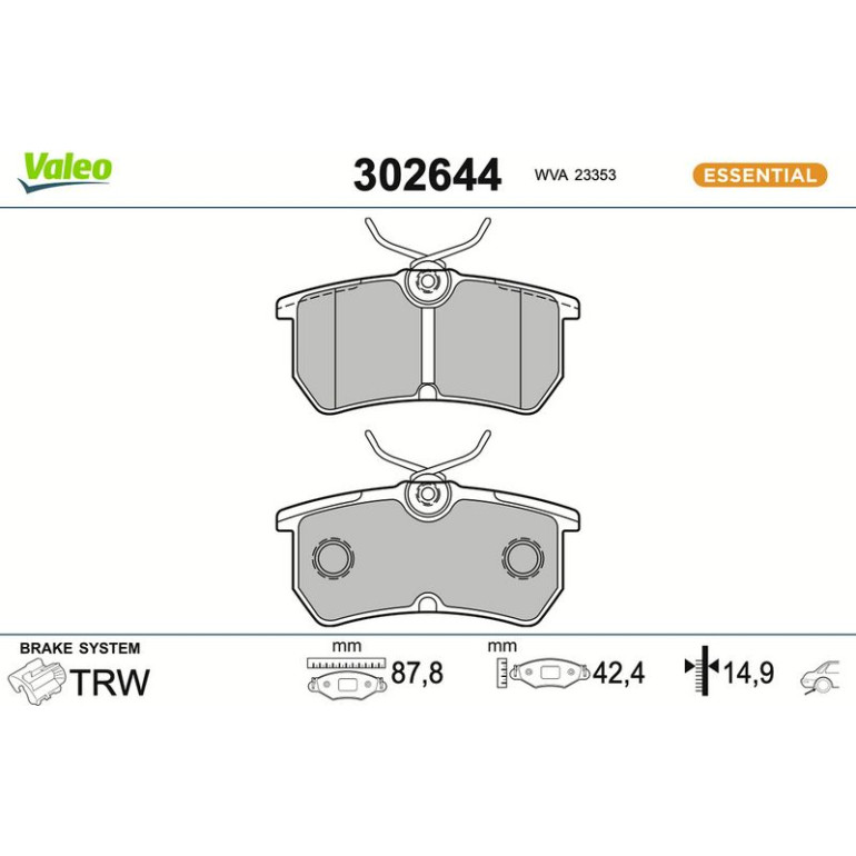VALEO Bremsbeläge 302644