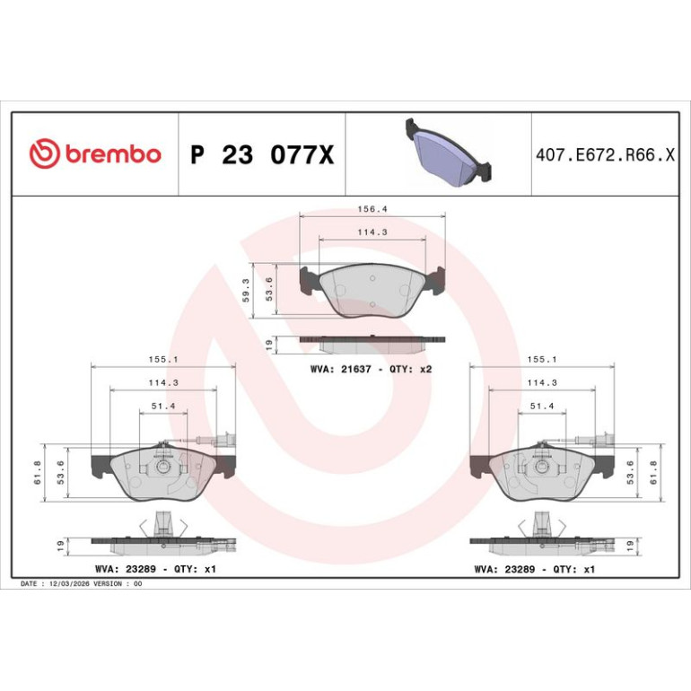 BREMBO Bremsklötze VA P 23 077X BREMBO Bremsklötze VA P 23 077X