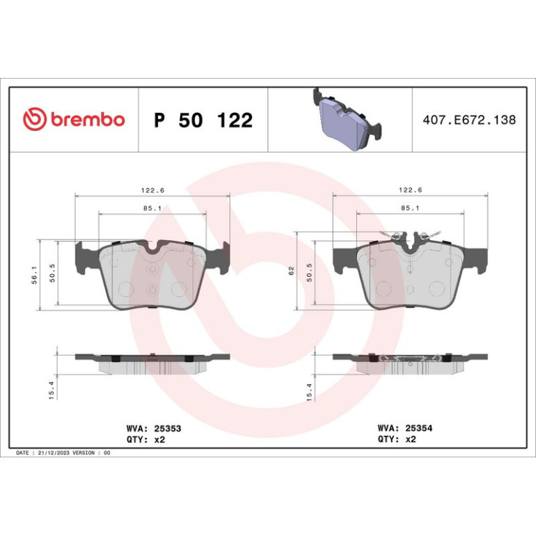 BREMBO Bremsklötze HA P 50 122 BREMBO Bremsklötze HA P 50 122
