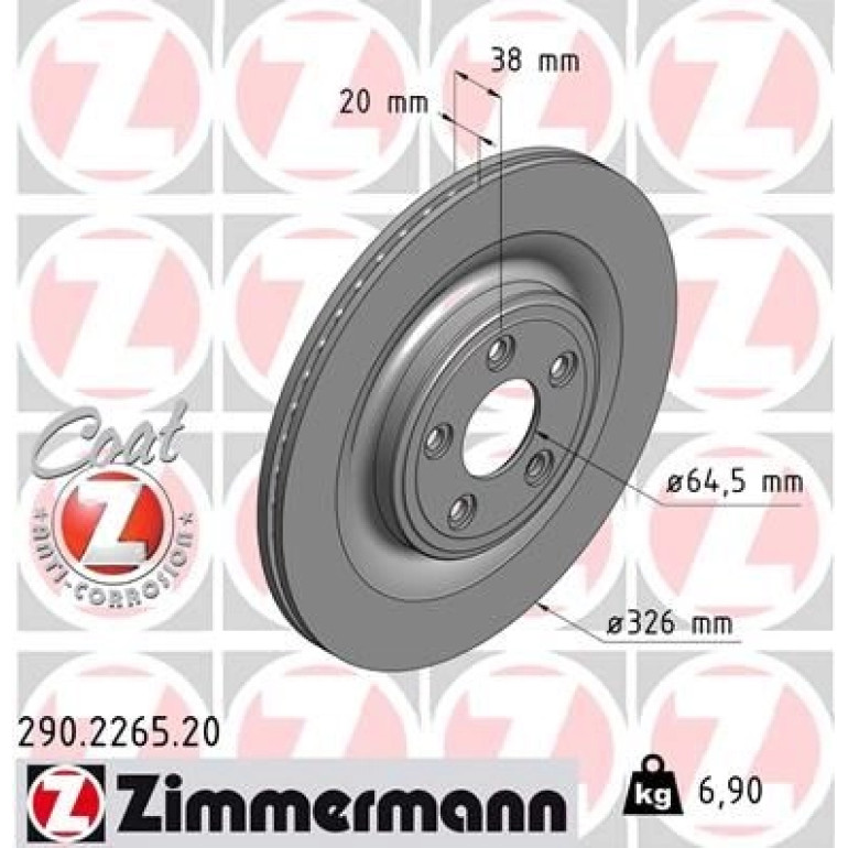 ZIMMERMANN Bremsscheibe 290.2265.20 ZIMMERMANN Bremsscheibe 290.2265.20