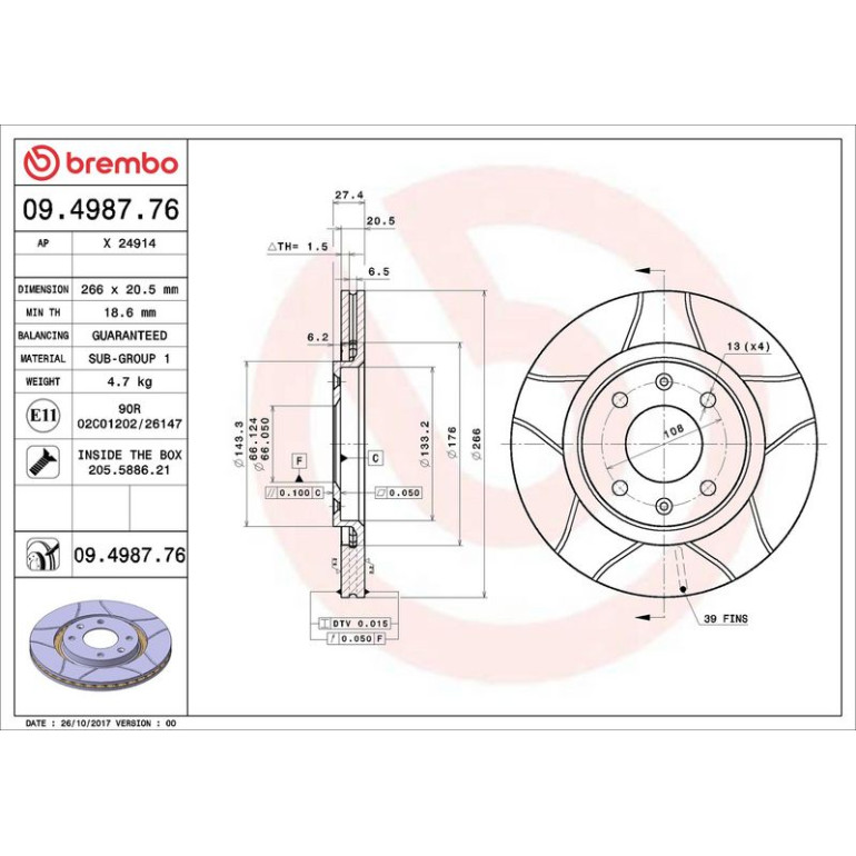 Bremsscheibe VA Brembo Max 09.4987.76