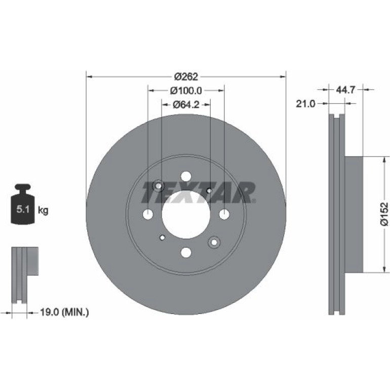 Bremsscheibe Honda P. Civic 94- Uk/Jp/Crx/Jazz/City 08-/Rover 200/400/25/45 262Mm Höhe. 44,6 Mm 92060903