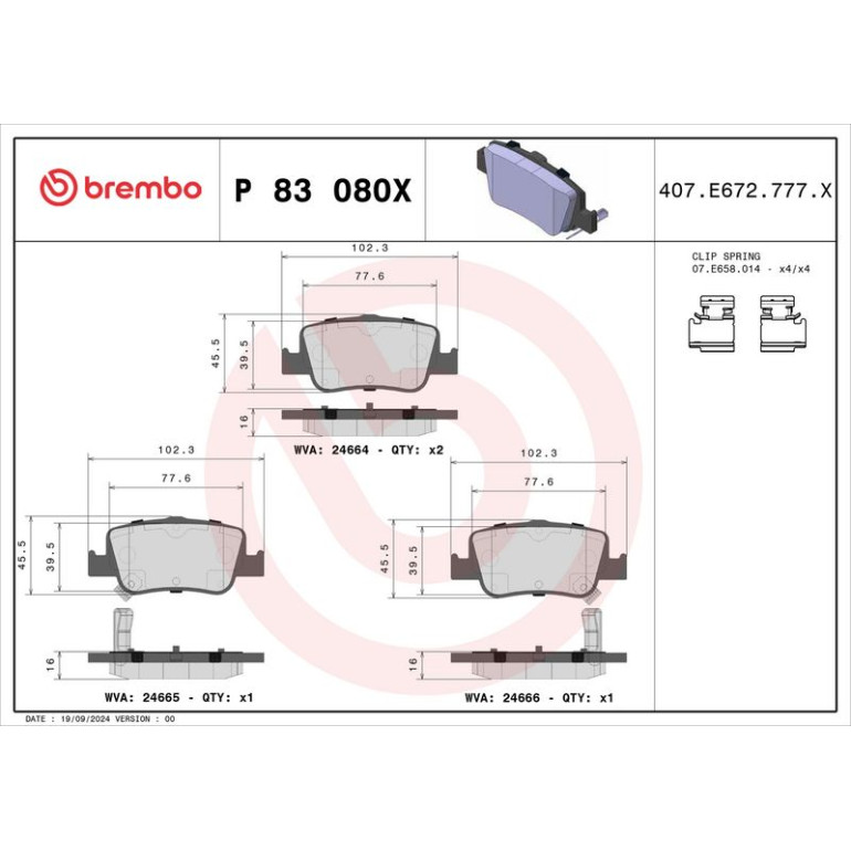 BREMBO Bremsklötze HA P 83 080X BREMBO Bremsklötze HA P 83 080X