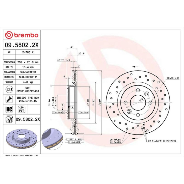Bremsscheibe VA Xtra 09.5802.2X Bremsscheibe VA Xtra 09.5802.2X