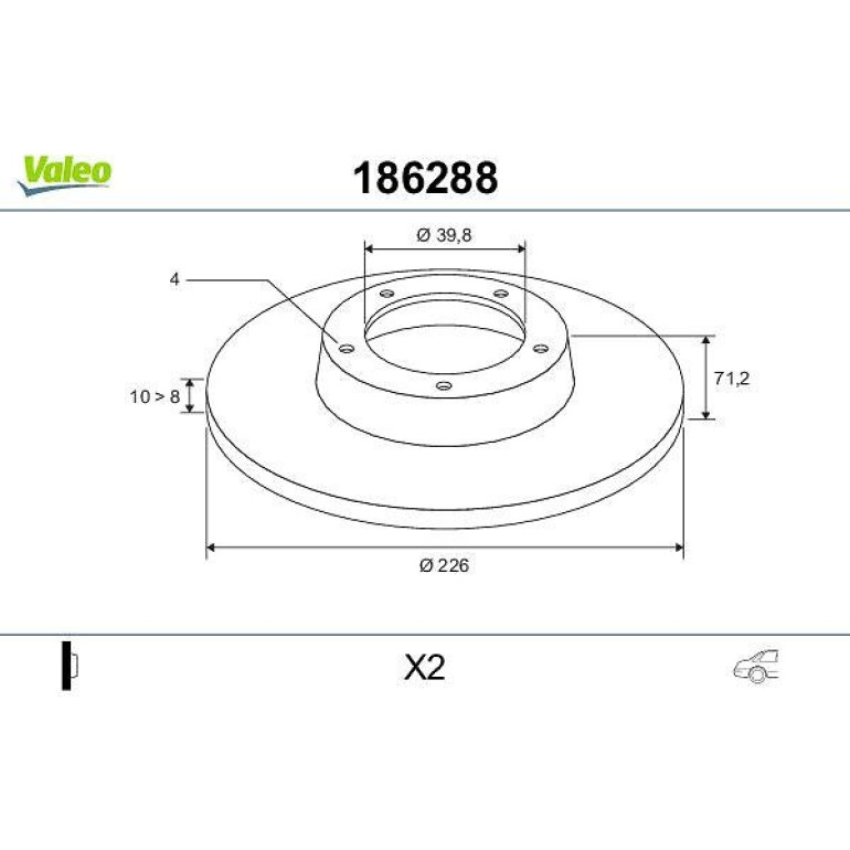 VALEO Bremsscheibe 186288 VALEO Bremsscheibe 186288