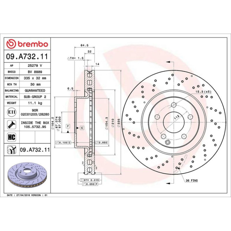 15 481 069 Bremsscheibe VA 09.A732.11 15 481 069 Bremsscheibe VA 09.A732.11