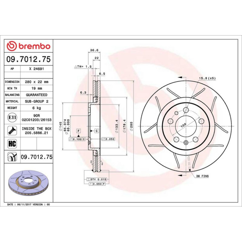12 481 024M Bremsscheibe VA Brembo Max 09.7012.75 12 481 024M Bremsscheibe VA Brembo Max 09.7012.75