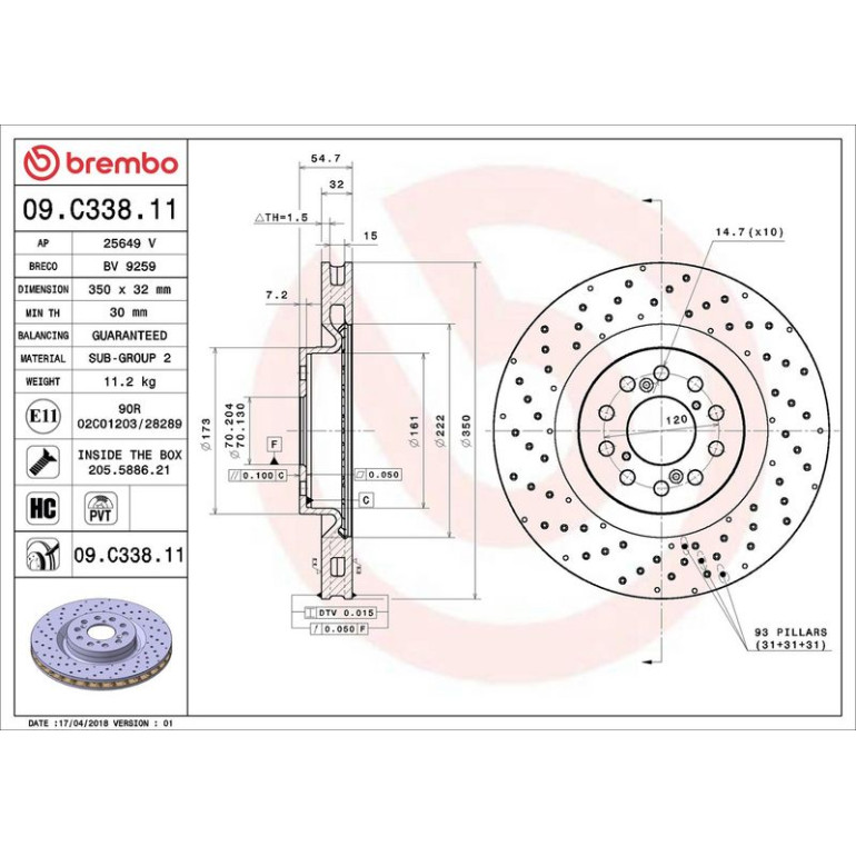 86 481 066 Bremsscheibe VA 09.C338.11 86 481 066 Bremsscheibe VA 09.C338.11