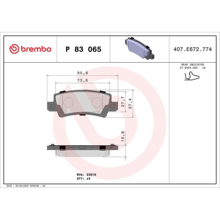 BREMBO Bremsklötze HA P 83 065 BREMBO Bremsklötze HA P 83 065