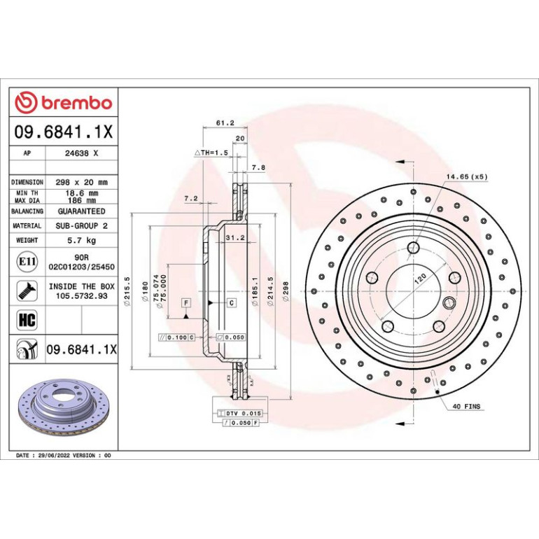 BREMBO Bremsscheibe XTRA HA 09.6841.1X BREMBO Bremsscheibe XTRA HA 09.6841.1X