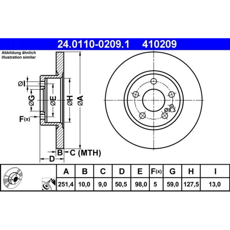 Bremsscheibe Alfa Bd. 147/156 97-10 24.0110-0209.1 Bremsscheibe Alfa Bd. 147/156 97-10 24.0110-0209.1