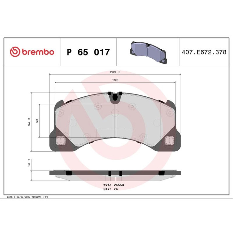 BREMBO Bremsklötze VA P 65 017 BREMBO Bremsklötze VA P 65 017