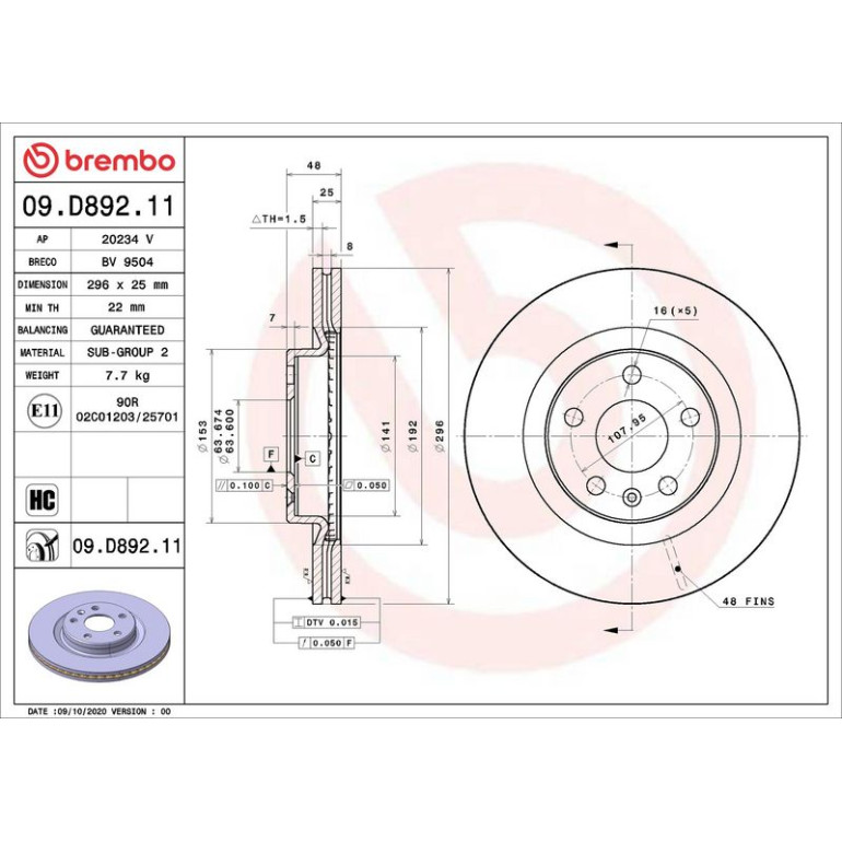 Bremsscheibe VA 09.D892.11 Bremsscheibe VA 09.D892.11
