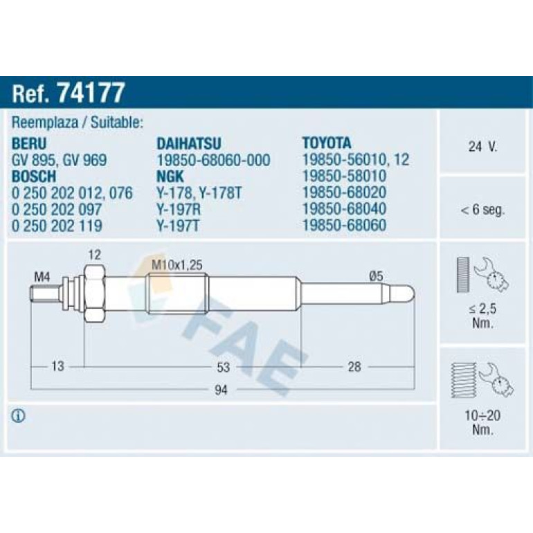FAE Glühkerze 74177 FAE Glühkerze 74177