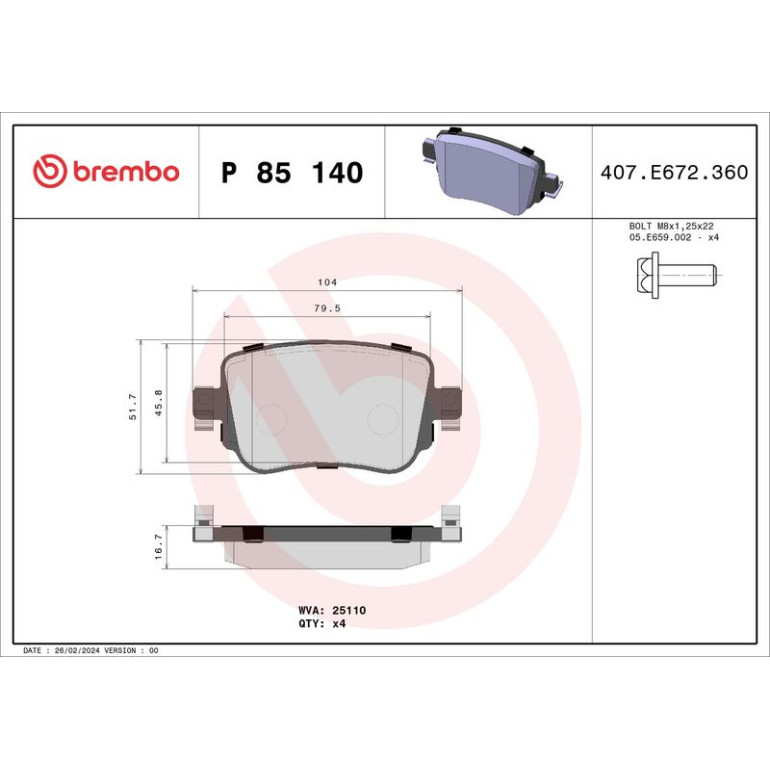 BREMBO Bremsklötze HA P 85 140 BREMBO Bremsklötze HA P 85 140