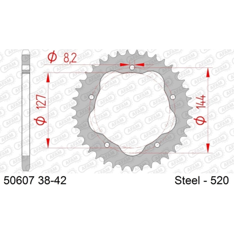 AFAM Kettenrad STAHL 39 Zähne 50607-39 AFAM Kettenrad STAHL 39 Zähne 50607-39