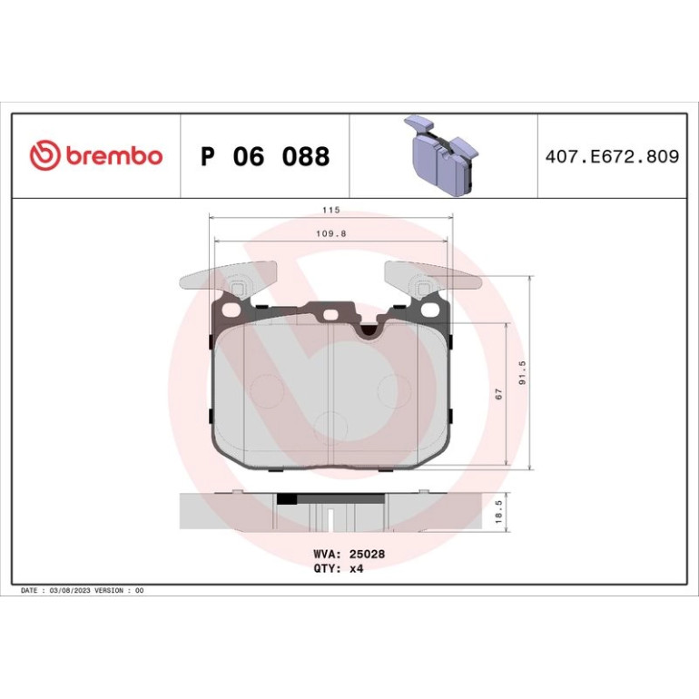 BREMBO Bremsklötze VA P 06 088 BREMBO Bremsklötze VA P 06 088