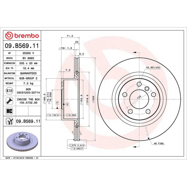 11 482 063 Bremsscheibe HA 09.B569.11