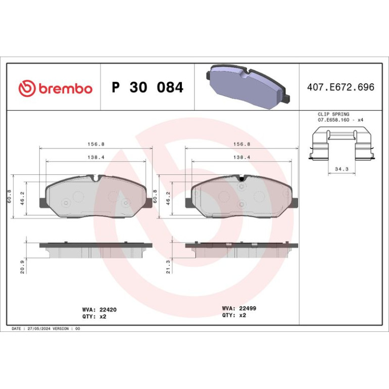 BREMBO Bremsklötze VA P 30 084 BREMBO Bremsklötze VA P 30 084