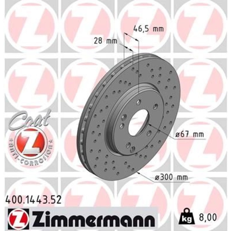 15 481 043 Sport Bremsscheibe VA Sport 400.1443.52 15 481 043 Sport Bremsscheibe VA Sport 400.1443.52