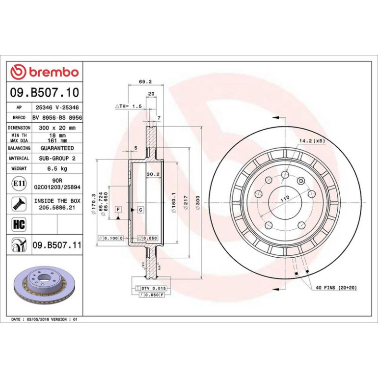75 482 004 Bremsscheibe HA 09.B507.11 75 482 004 Bremsscheibe HA 09.B507.11