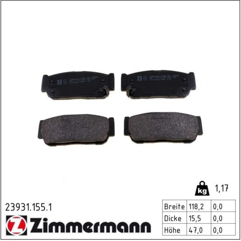ZIMMERMANN Bremsbeläge 23931.155.1 ZIMMERMANN Bremsbeläge 23931.155.1