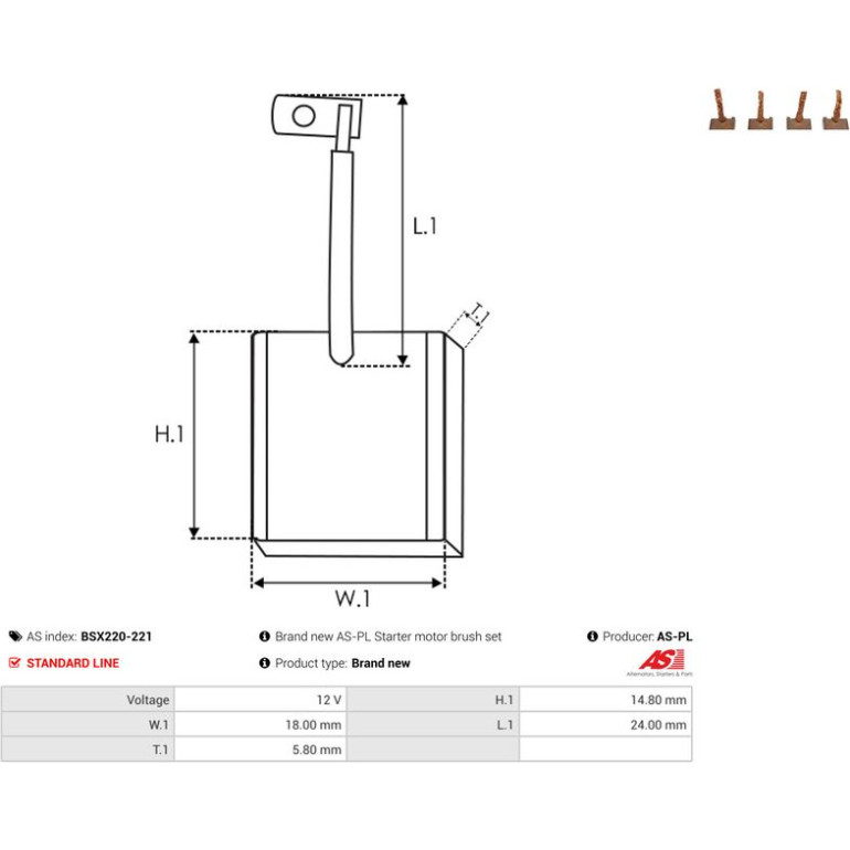 Kohlebürste, Starter BSX220-221 Kohlebürste, Starter BSX220-221
