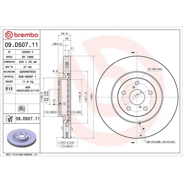Bremsscheibe VA 09.D507.11 Bremsscheibe VA 09.D507.11