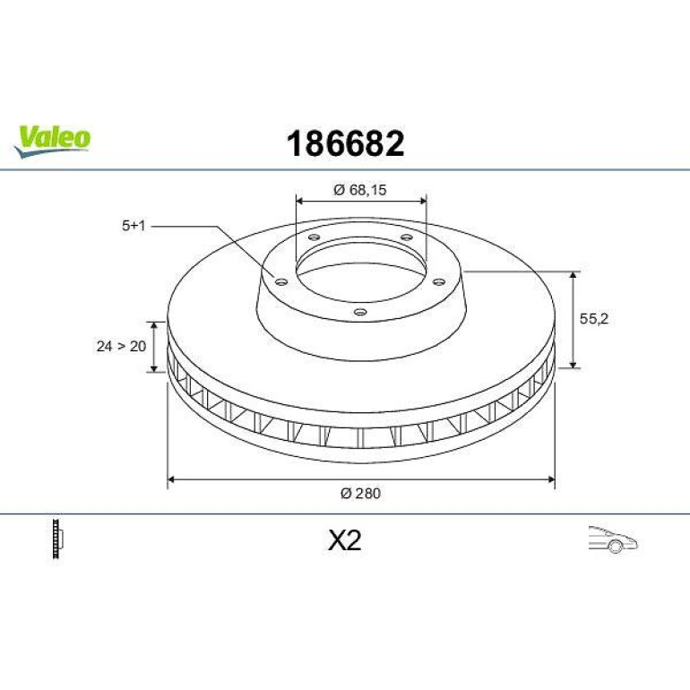 VALEO Bremsscheibe 186682 VALEO Bremsscheibe 186682