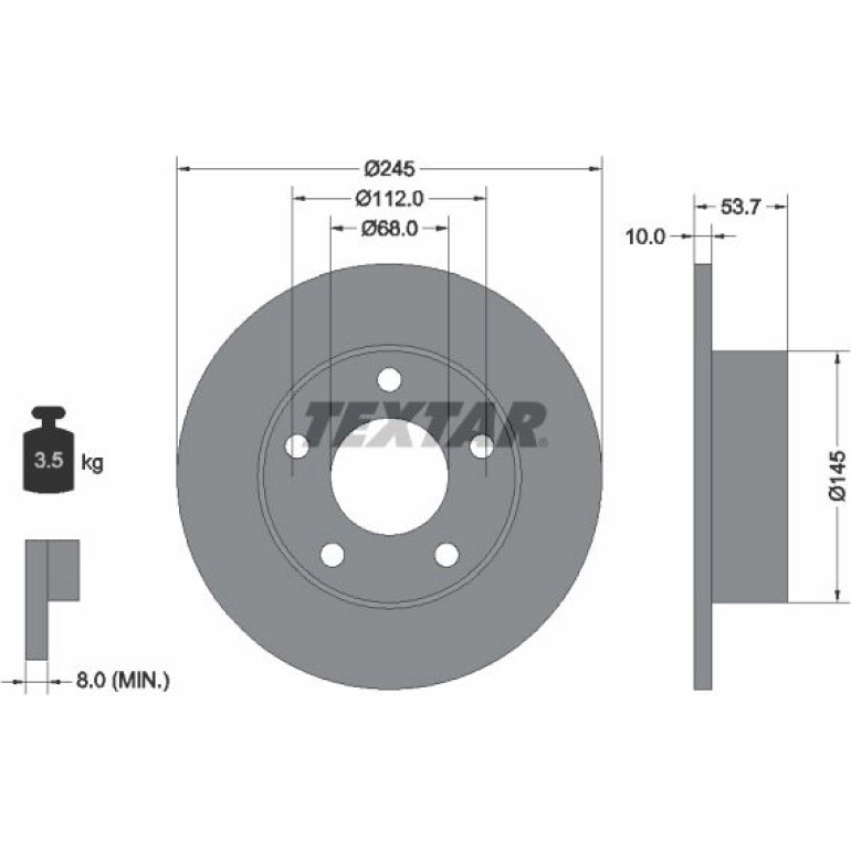 Bremsscheibe Vw T. A6 97-05 245Mm 1.8-3.0 Quattro 92090803 Bremsscheibe Vw T. A6 97-05 245Mm 1.8-3.0 Quattro 92090803