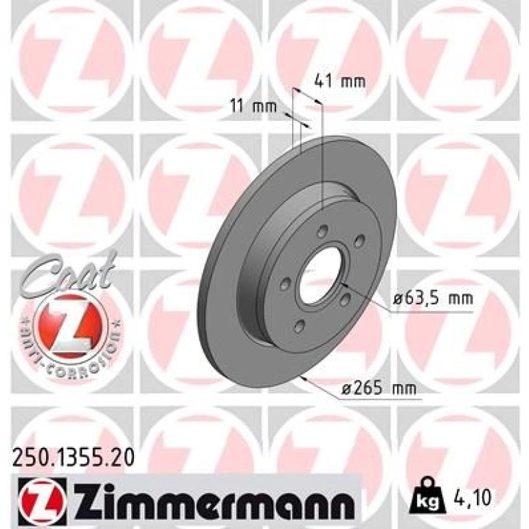 ZIMMERMANN Bremsscheibe 250.1355.20 ZIMMERMANN Bremsscheibe 250.1355.20