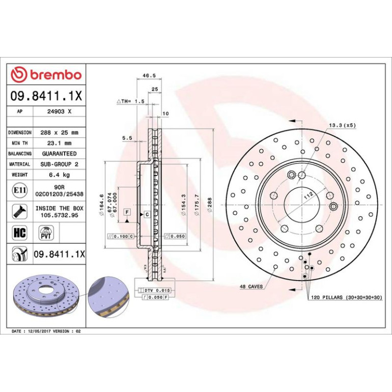 Bremsscheibe VA Xtra 09.8411.1X Bremsscheibe VA Xtra 09.8411.1X