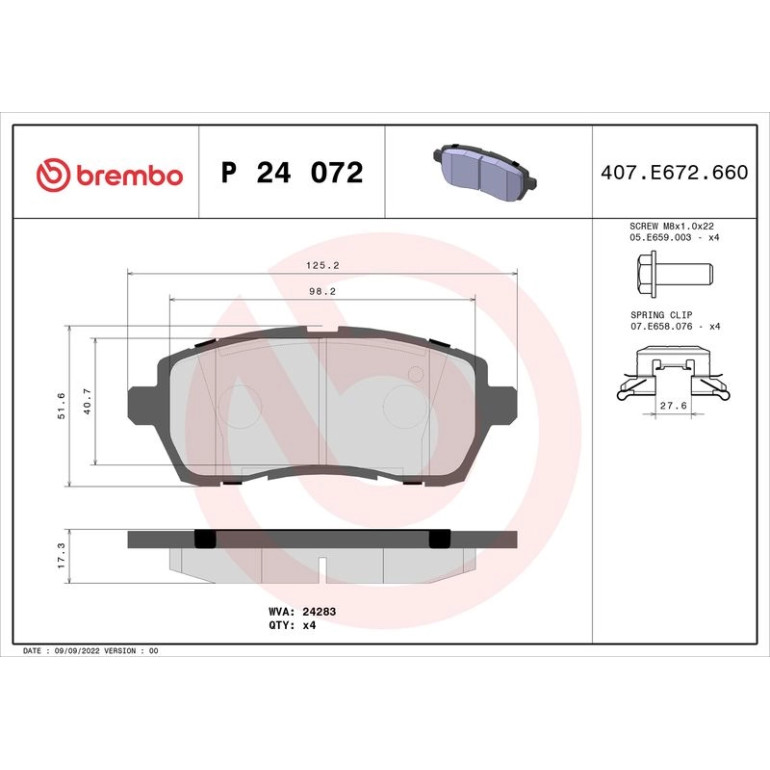 BREMBO Bremsklötze VA P 24 072 BREMBO Bremsklötze VA P 24 072