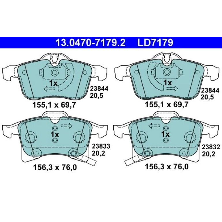 Bremsbelagsatz Opel P. Adam/Astra/Combo/Corsa/Meriva/Zafira 04- Keramik 13.0470-7179.2