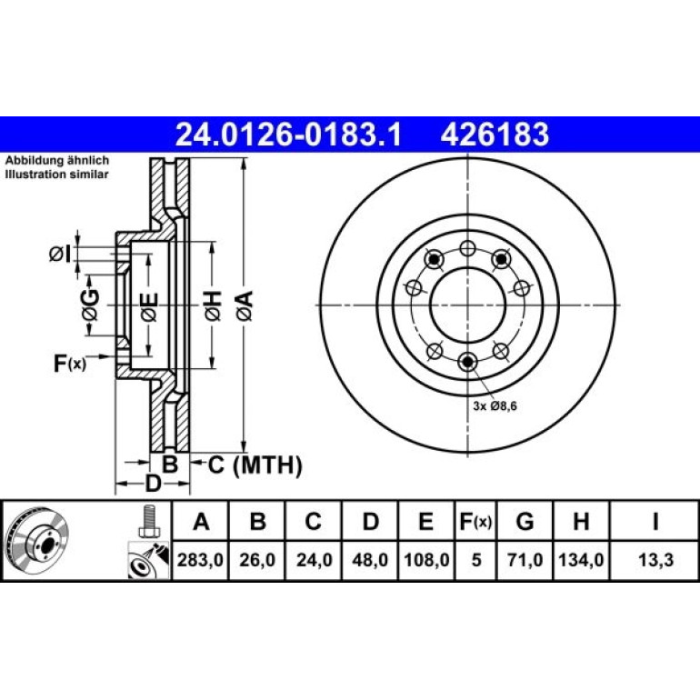 Bremsscheibe Citroen P. C4 1.2-2.0 13 24.0126-0183.1 Bremsscheibe Citroen P. C4 1.2-2.0 13 24.0126-0183.1