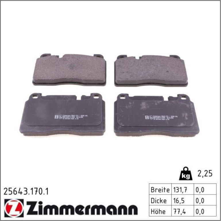 ZIMMERMANN Bremsbeläge 25643.170.1 ZIMMERMANN Bremsbeläge 25643.170.1