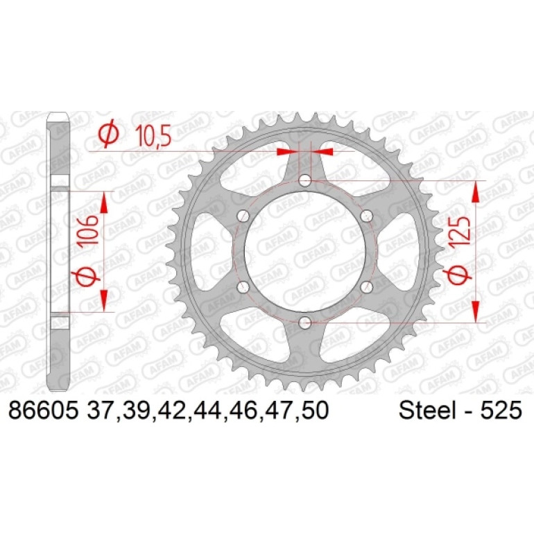 AFAM Kettenrad STAHL 50 Zähne 86605-50 AFAM Kettenrad STAHL 50 Zähne 86605-50