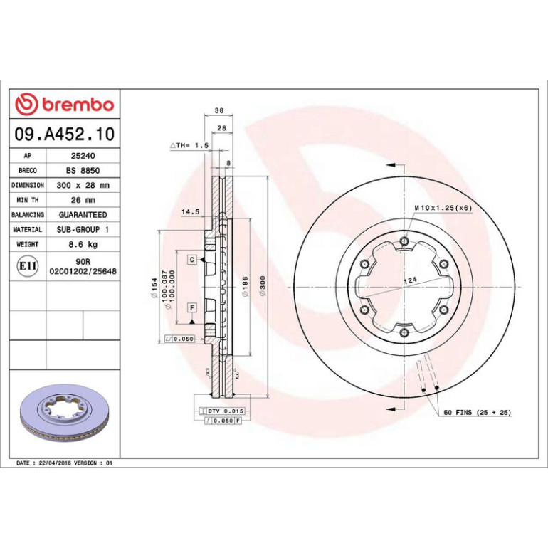 85 481 059 Bremsscheibe VA 09.A452.10 85 481 059 Bremsscheibe VA 09.A452.10