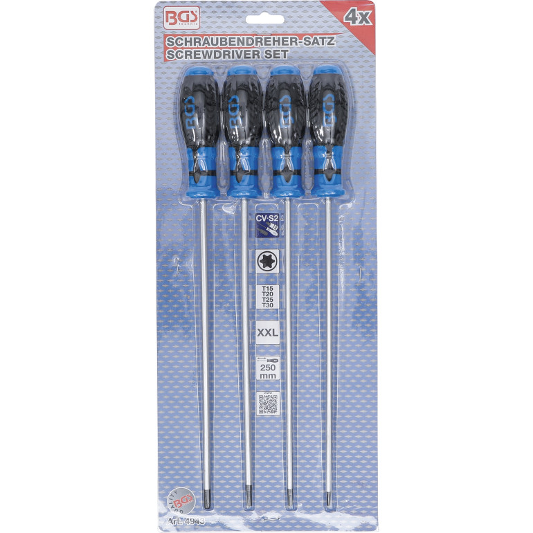 BGS Schraubendreher-Satz, extra lang T-Profil (für Torx) T15 - T30 4-tlg 4943 BGS Schraubendreher-Satz, extra lang T-Profil (für Torx) T15 - T30 4-tlg 4943