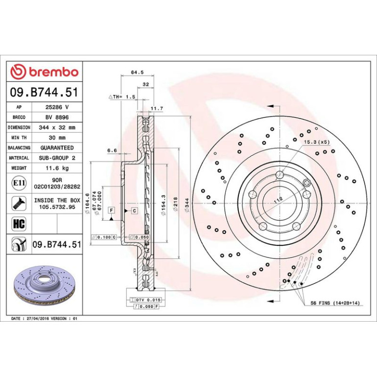 15 481 108 Bremsscheibe VA 09.B744.51