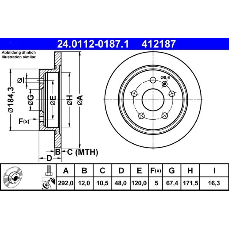 Bremsscheibe Opel T. Insignia 08 24.0112-0187.1 Bremsscheibe Opel T. Insignia 08 24.0112-0187.1