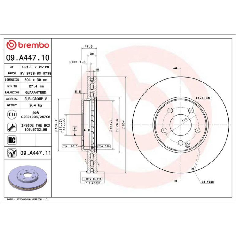 15 481 080 Bremsscheibe VA 09.A447.11
