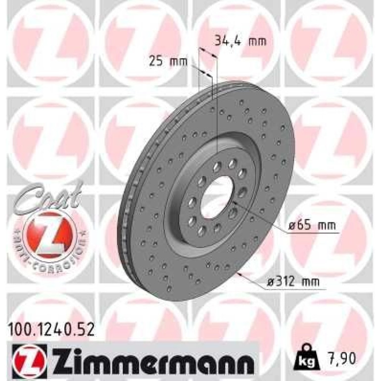 ZIMMERMANN Bremsscheibe 100.1240.52 ZIMMERMANN Bremsscheibe 100.1240.52
