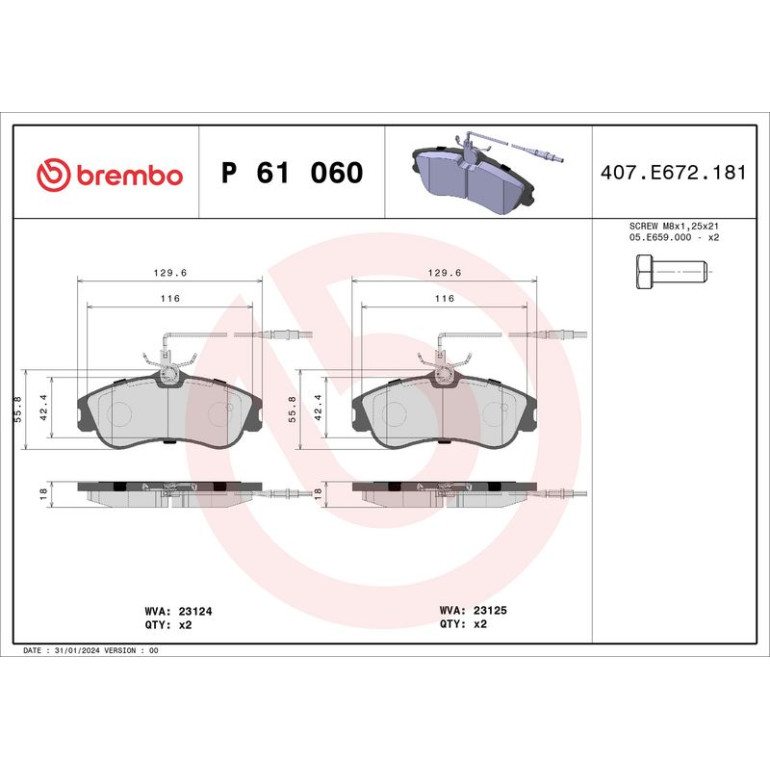 BREMBO Bremsklötze VA P 61 060 BREMBO Bremsklötze VA P 61 060