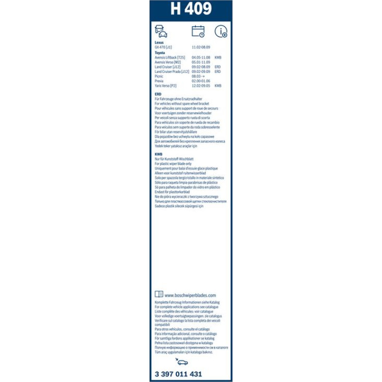 Bosch Wischerblatt H409 3397011431 Bosch Wischerblatt H409 3397011431