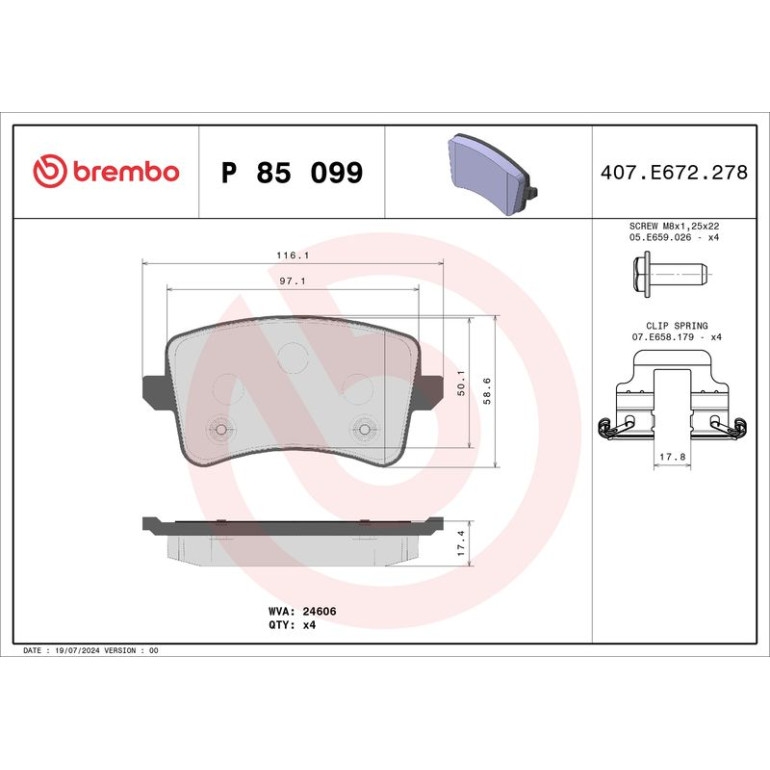 BREMBO Bremsklötze HA P 85 099 BREMBO Bremsklötze HA P 85 099