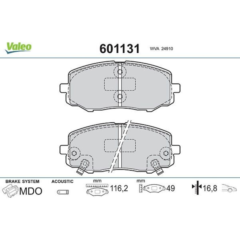 VALEO Bremsbeläge 601131 VALEO Bremsbeläge 601131