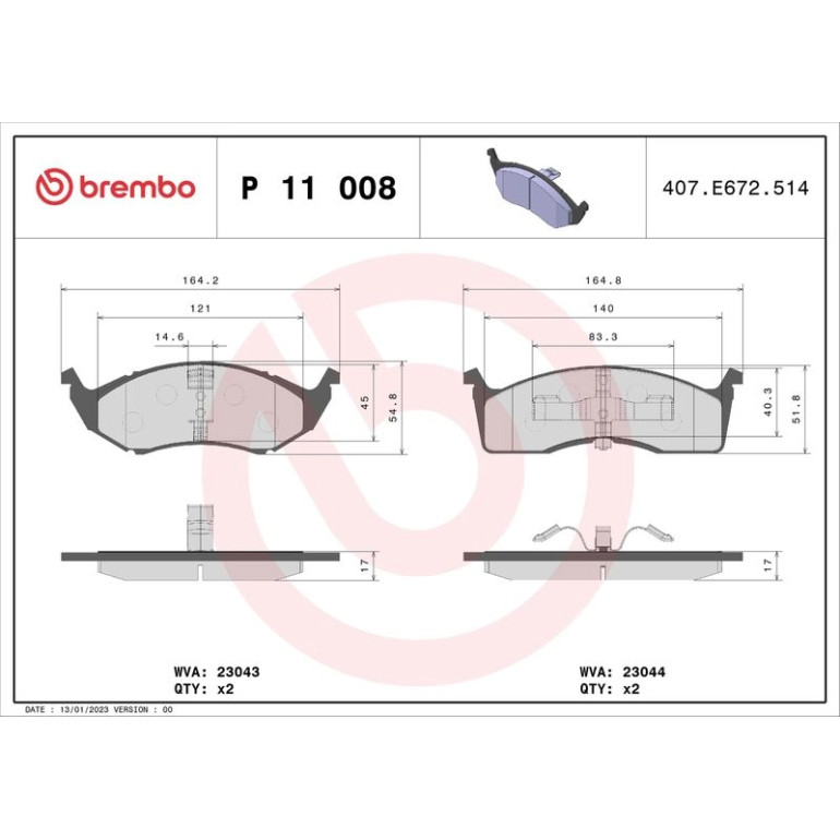 BREMBO Bremsklötze VA P 11 008 BREMBO Bremsklötze VA P 11 008