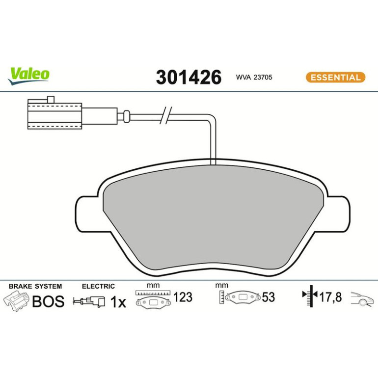 VALEO Bremsbelagsatz, Scheibenbremse 301426 VALEO Bremsbelagsatz, Scheibenbremse 301426